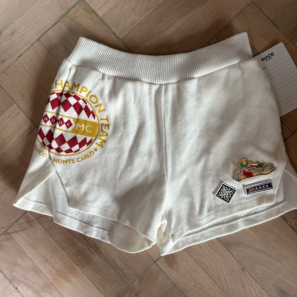 Rhude patchwork racing shorts sample xs